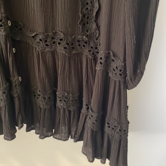 Free People smock style/ baby doll black great with leggings and boots - Picture 6 of 7